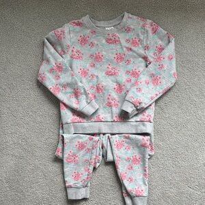Floral Gray and Pink Kids Sweatsuit